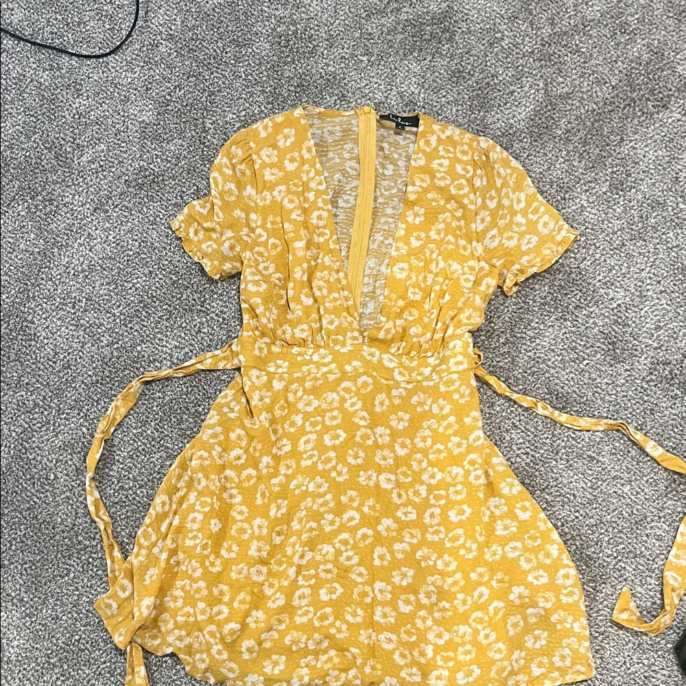 Lulu's Yellow Floral Mini Dress